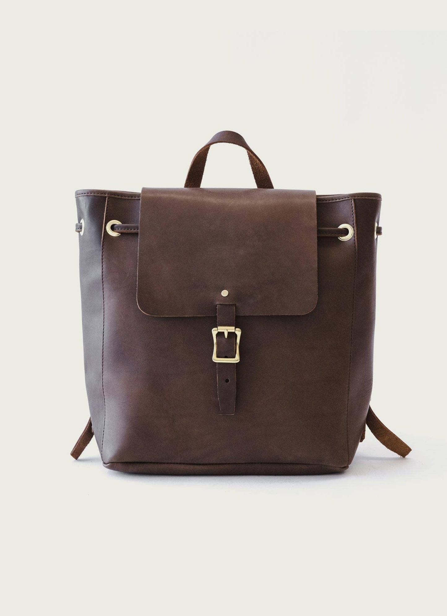 *Pre-order*
Leather Drawstring Backpack