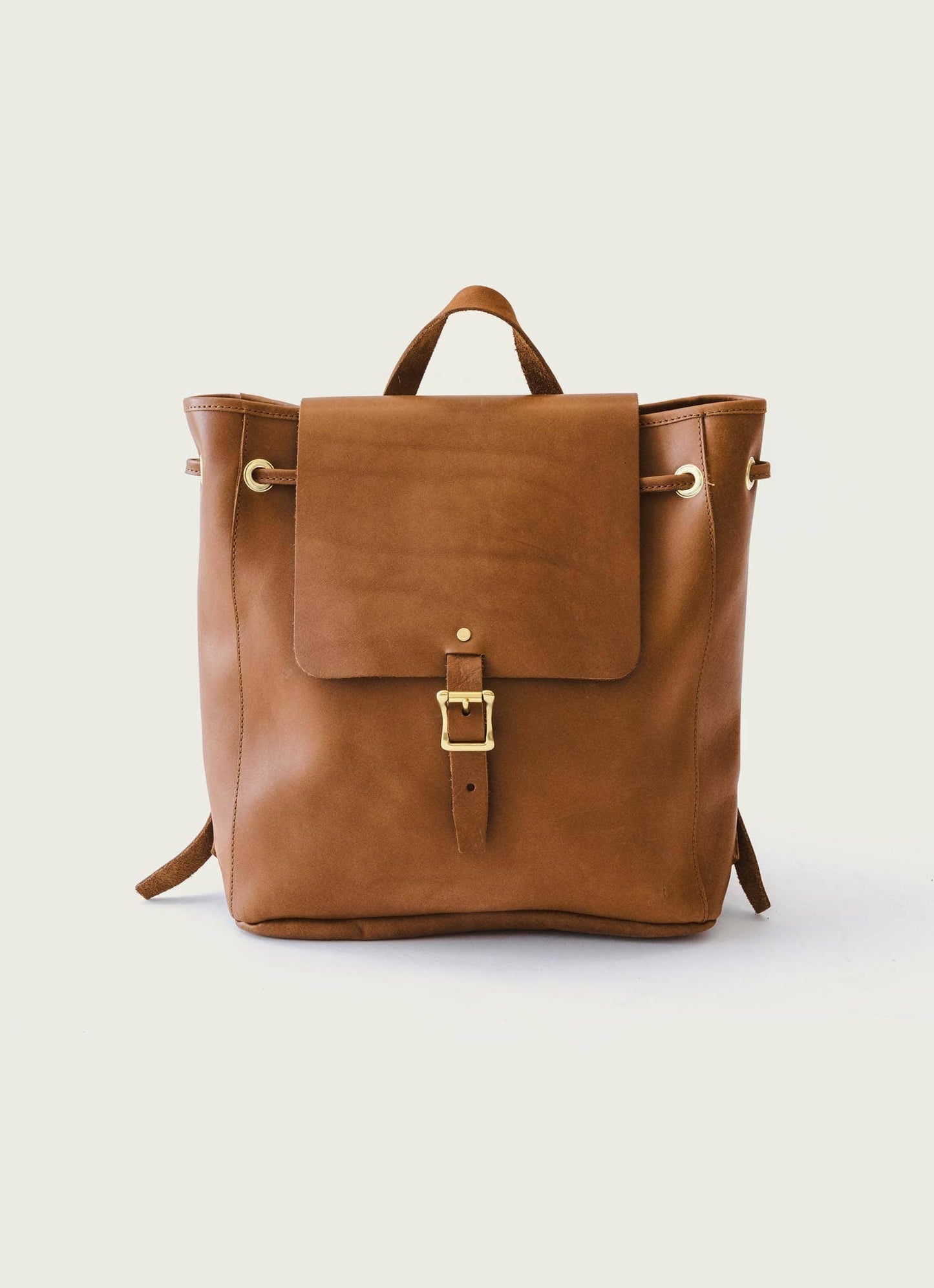 *Pre-order*
Leather Drawstring Backpack