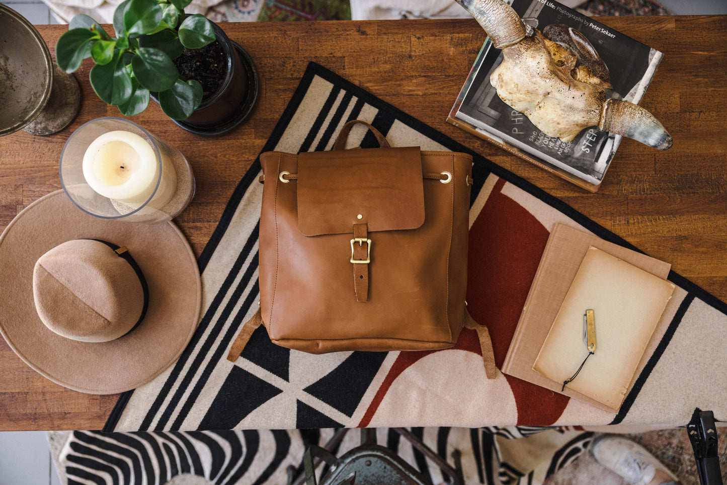 *Pre-order*
Leather Drawstring Backpack