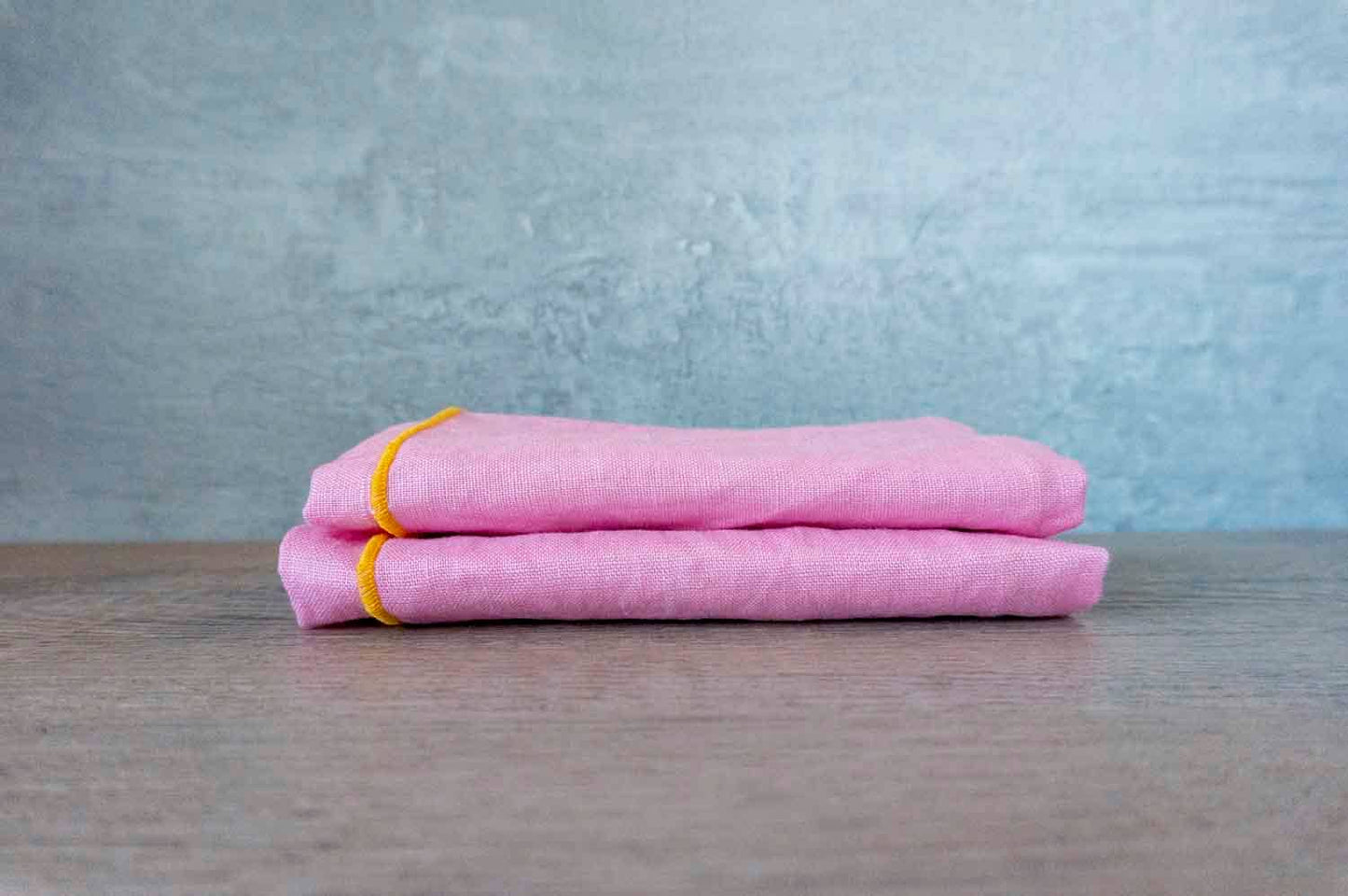100% Linen Pink Cloth Dinner Napkins - Set of 2