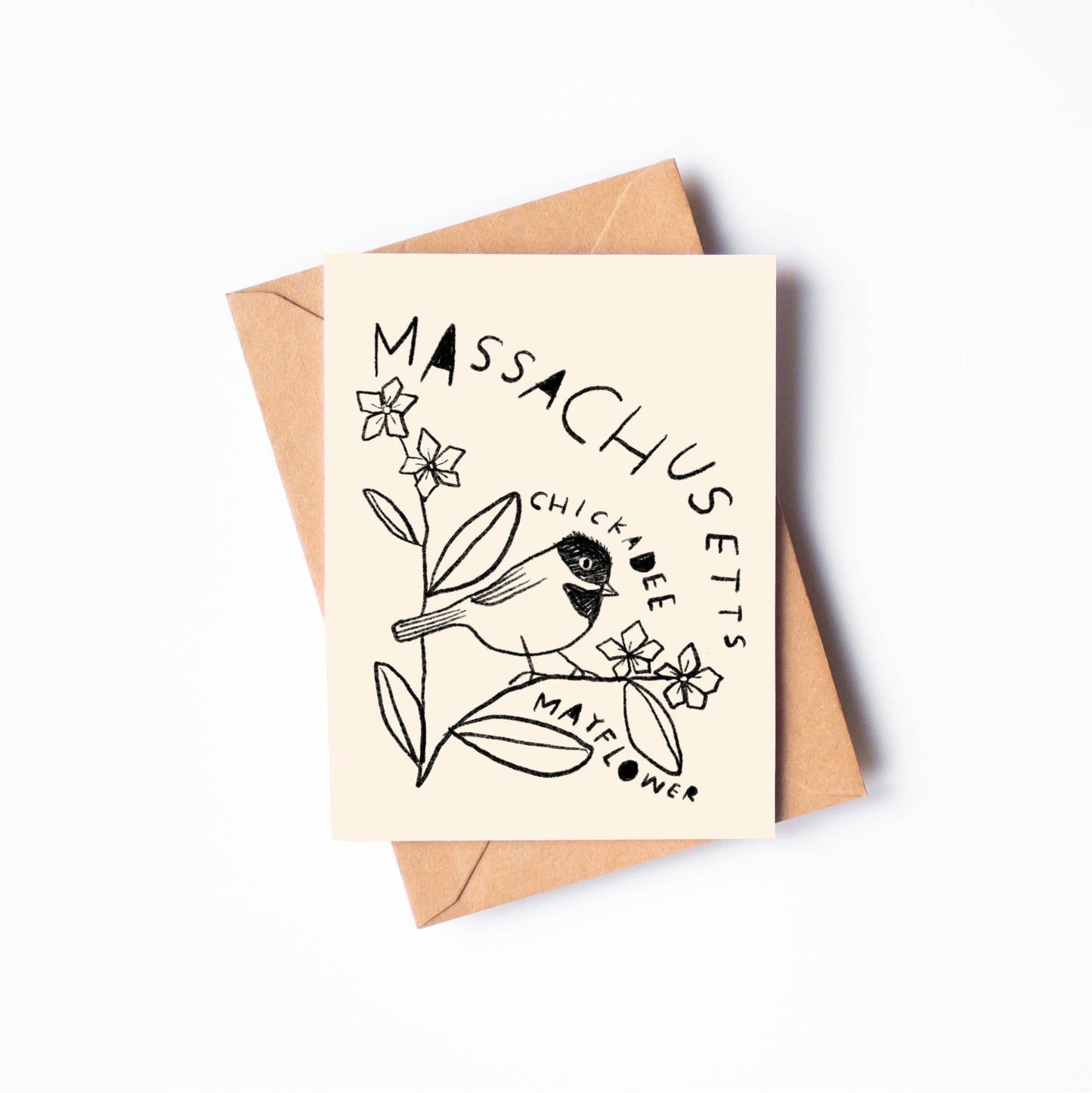 MASSACHUSETTS State Flower & Bird Greeting Card
