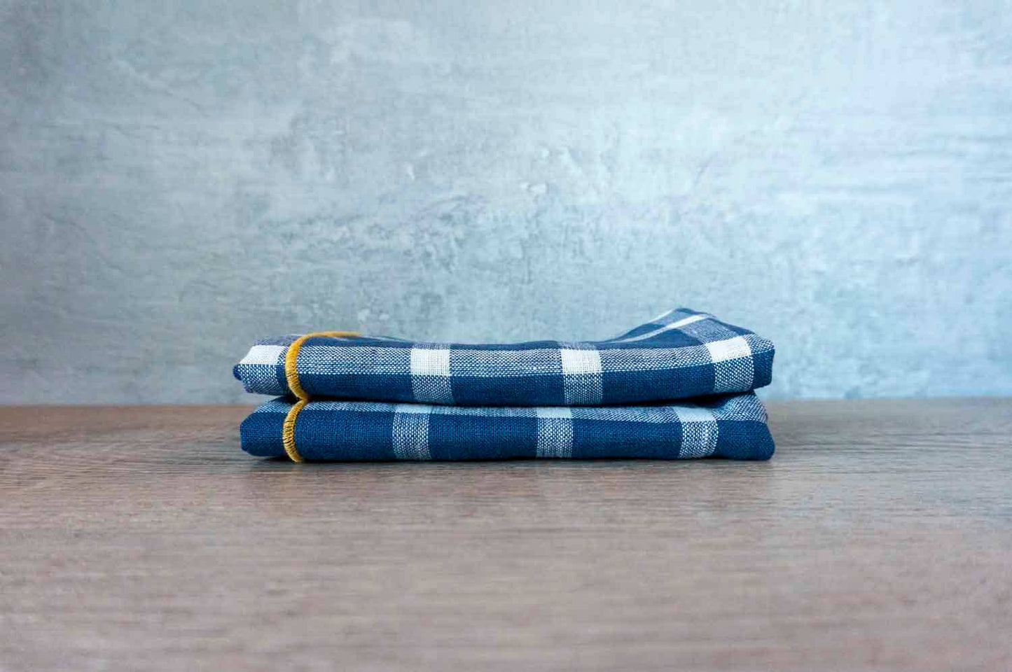 100% Linen Checked (Blue) Cloth Napkins - Set of 2