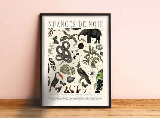Black Grey Shades Print, Botanical Print, Bright Colourful,